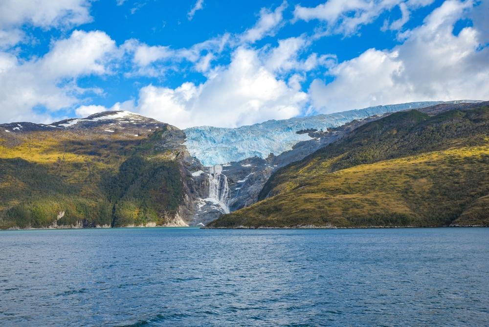 A waterfall that falls, Beagle Channel, Argentina
