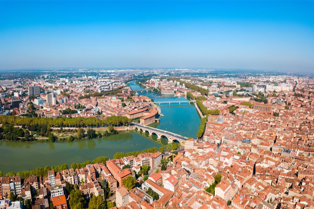 Aerial panoramic view of the Toulouse, France