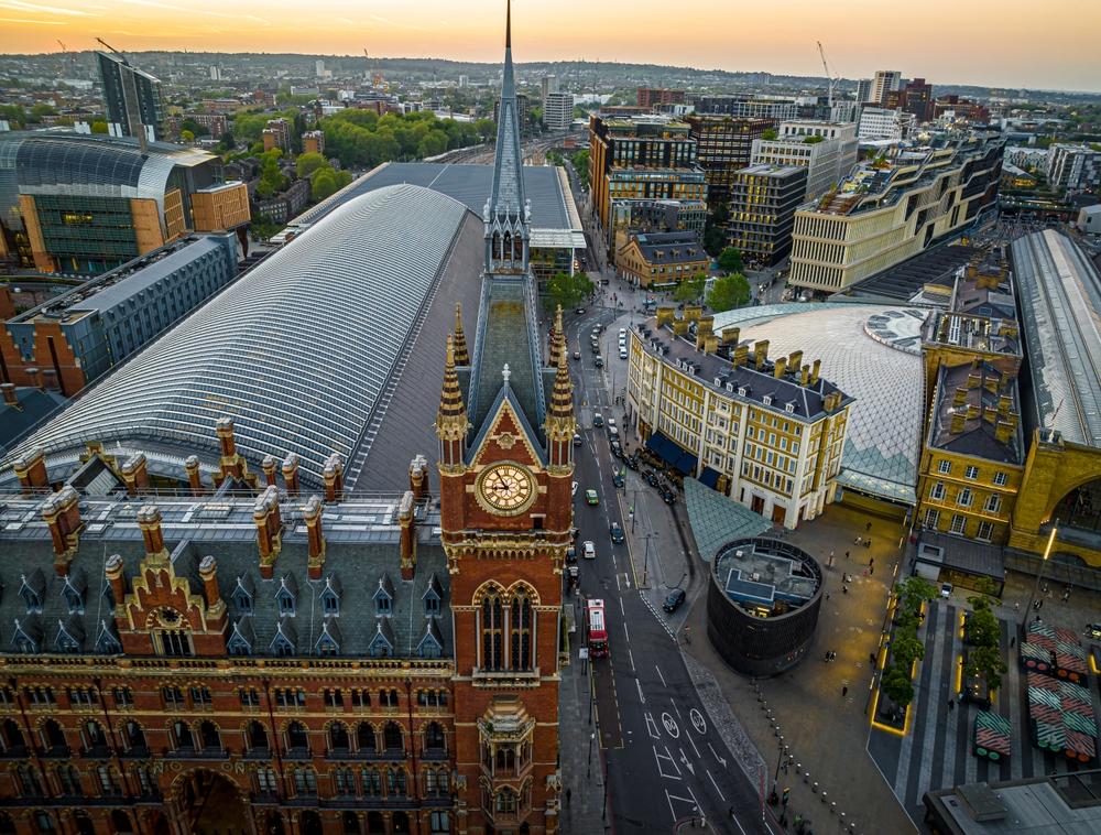 St Pancras and King's Cross train stations in London, England, UK