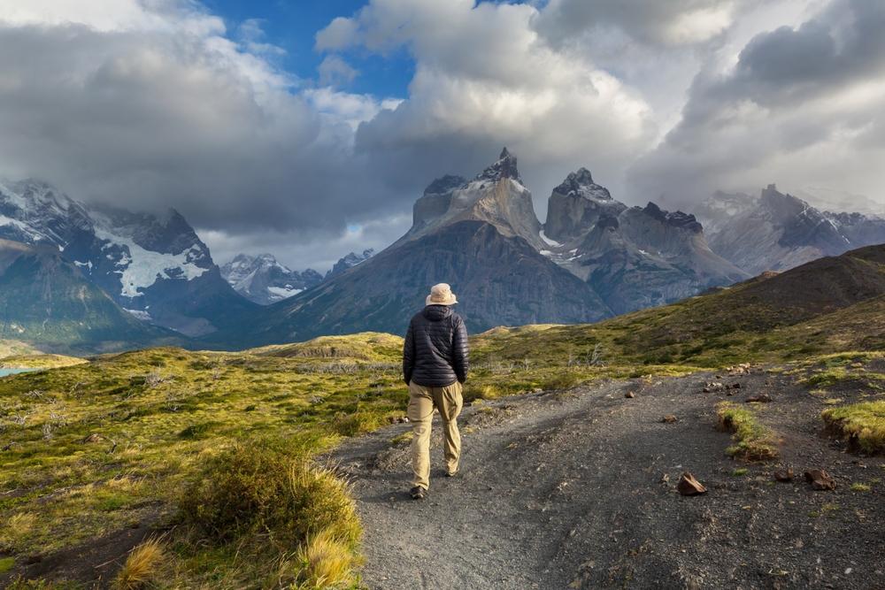 Hiker in Torres del Paine National Park, Chile
