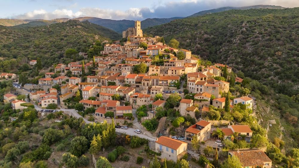 Aerial views of Eus, Pyrenees, France