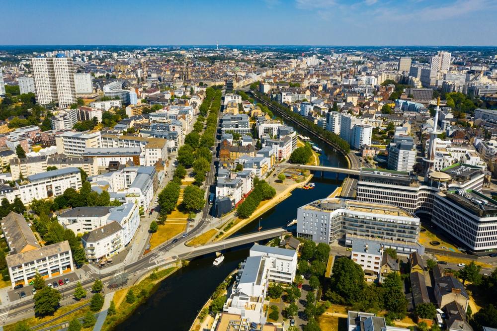 Panoramic view of the city of Rennes, Brittany, France