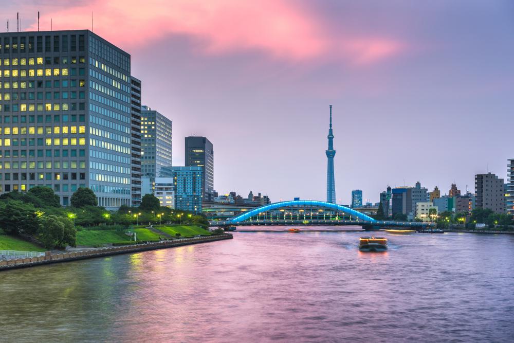 Sumida River at night, Tokyo, Japan