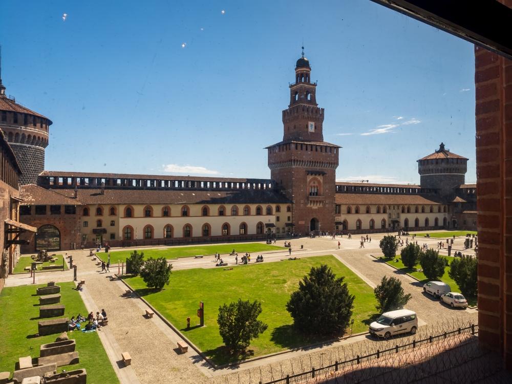 Top view of Castello Sforzesco, Milan, Italy