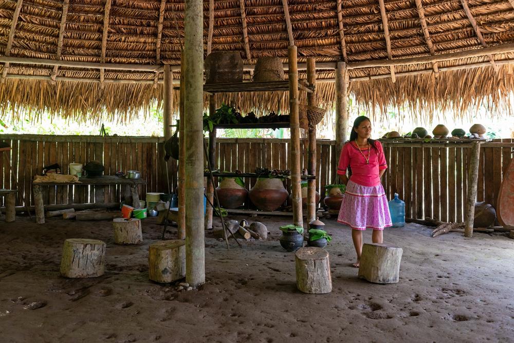 Native indigenous Kichwa woman in the Amazon rainforest, Ecuador