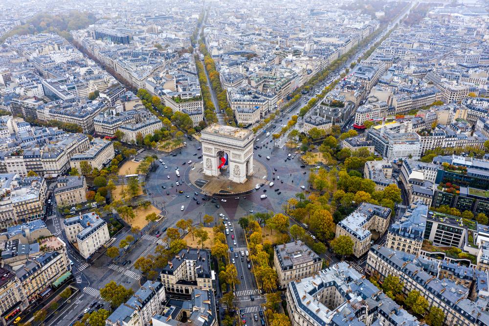 Aerial view of the Arc de Triomphe, Paris