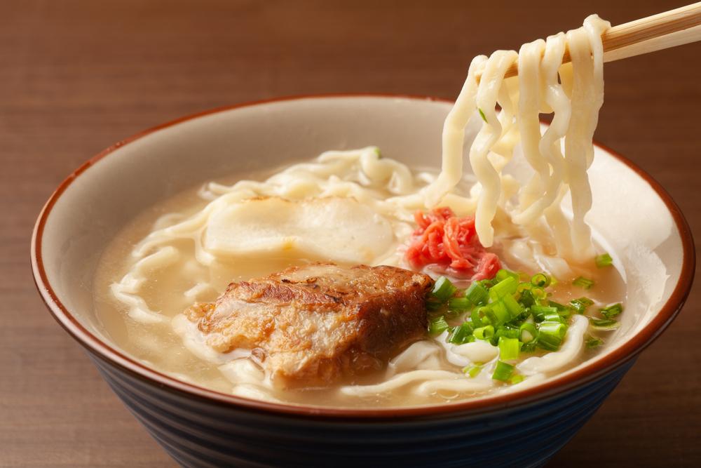 Okinawa soba in a bowl, Japan