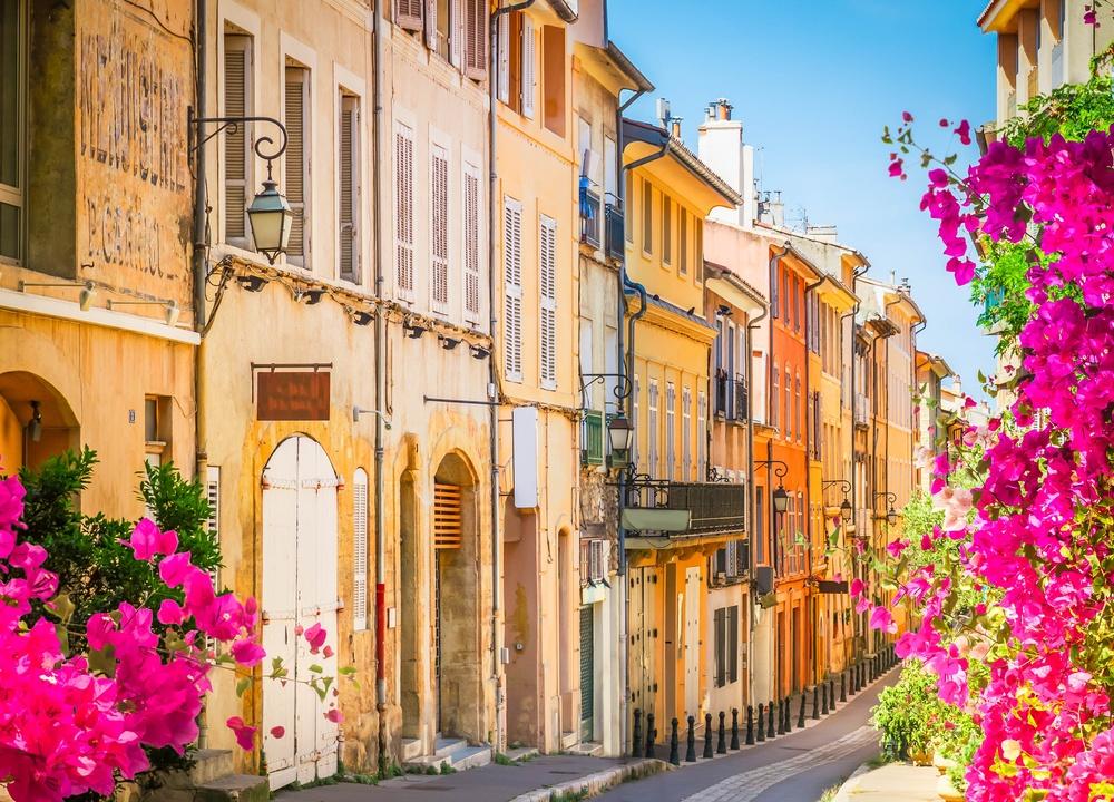 Street in the old town of Aix-en-Provence,, France