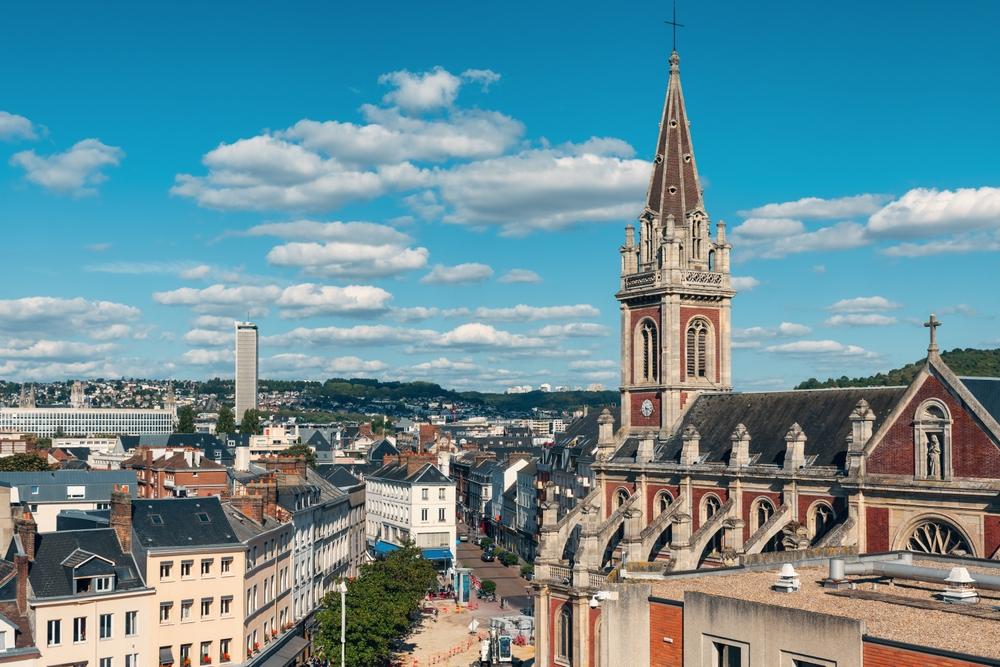 Aerial view of the city of Rouen, Normandy, France