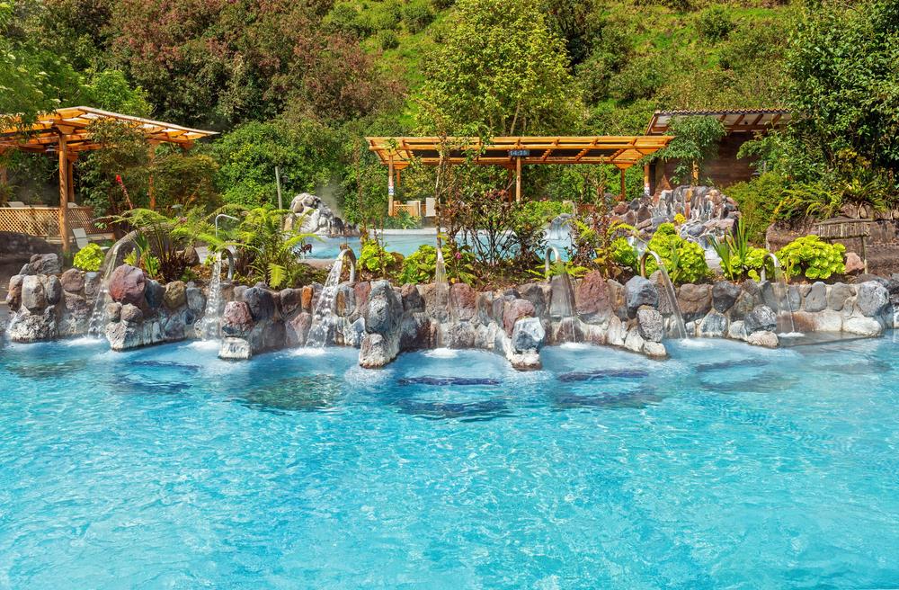 Papallacta Hot spring spa pools with hydro neck and spine massage, Ecuador