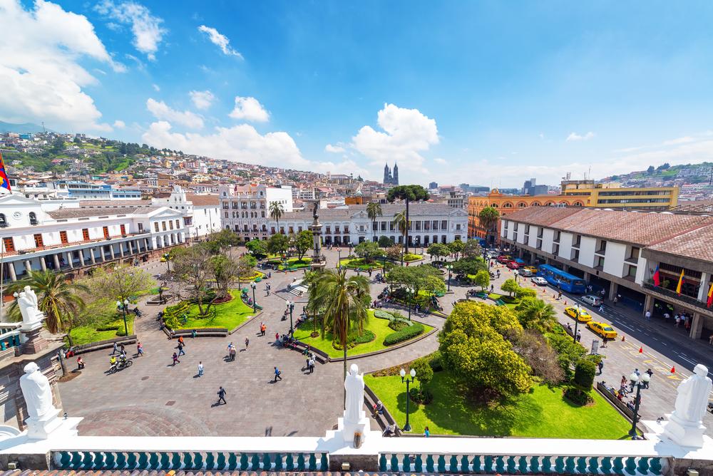Activity in the Plaza Grande in Quito, Ecuador