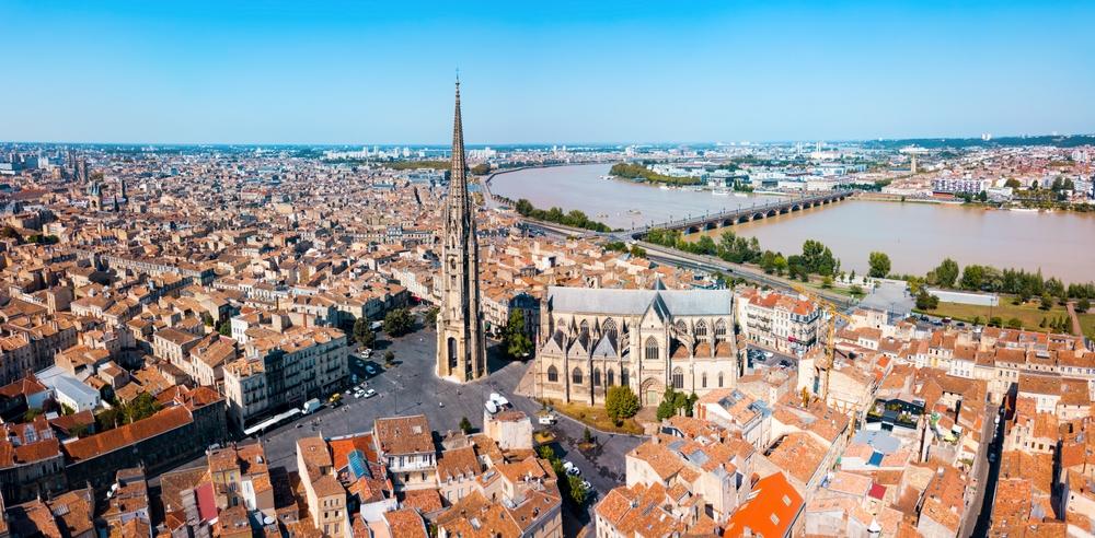 Aerial panoramic view of Bordeaux, France