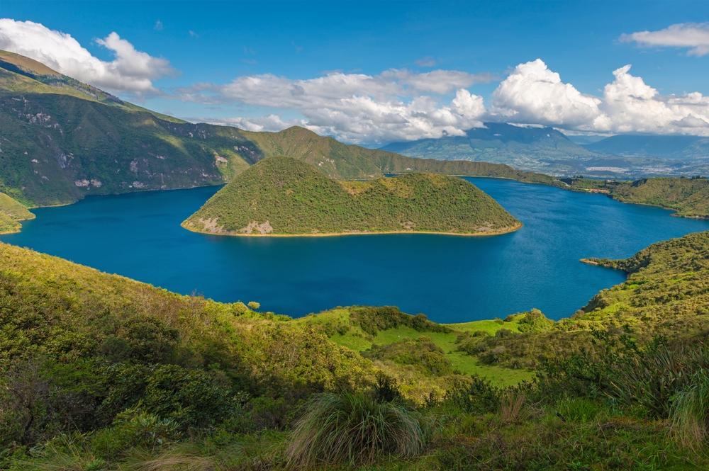 Landscape of Cuicocha lagoon, Otavalo, Ecuador