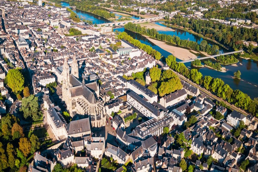 Aerial view of Tours, Loire Valley, France