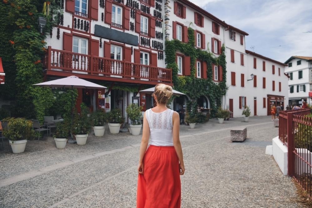 A woman in Espelette, France