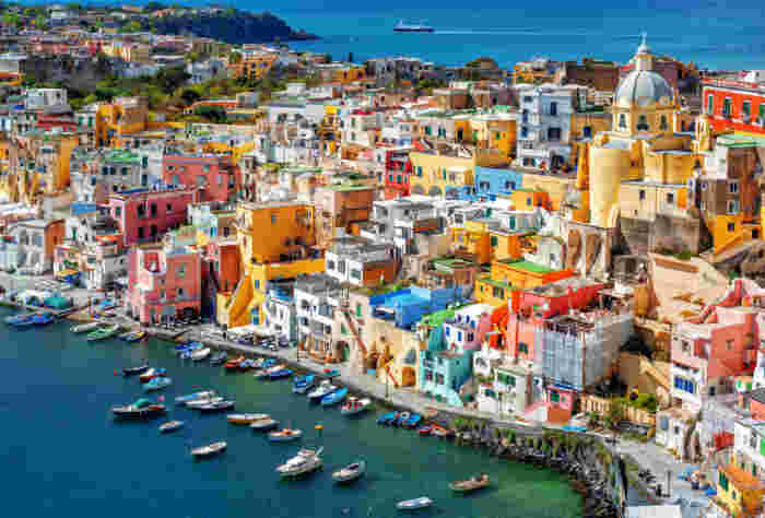 houses on Procida island, Naples, Italy