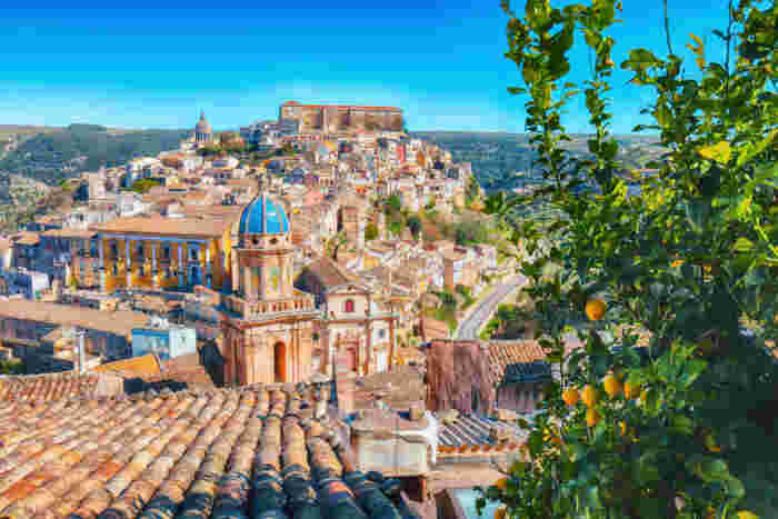 Sunrise at the old baroque town of Ragusa Ibla in Sicily. sicily