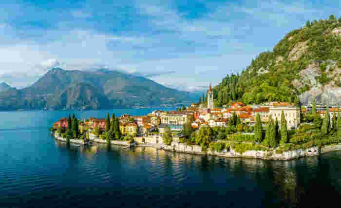 Landscape with Varenna town at Como lake, Italy