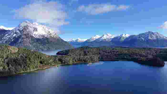 Nahuel Huapi Lake and snow-capped Andes mountains near Bariloche, Patagonia 