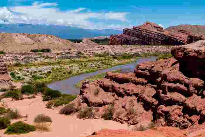 Cerro de los Siete Colores overlooking Purmamarca village in Jujuy, Argentina 